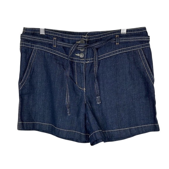 LOFT Pants - NWT Ann Taylor LOFT Shorts Cotton Linen Blend Blue Chambray Belted Women's 10